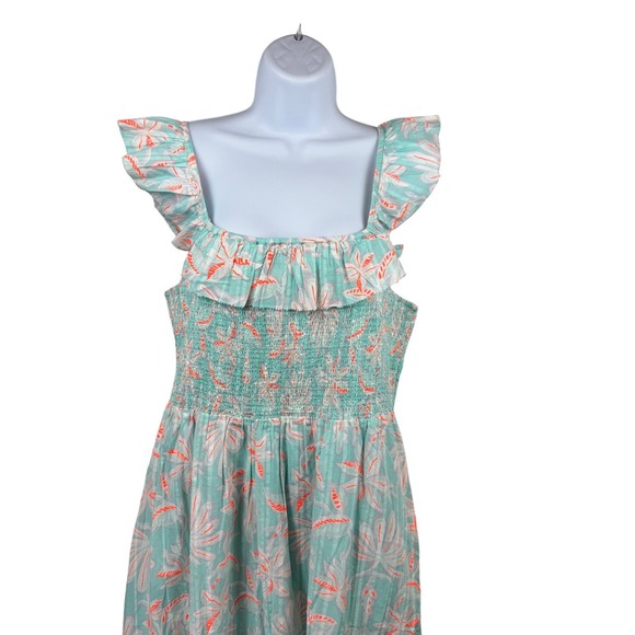 Vineyard Vines Maxi Dress Small Smocked Ruffle‎ Coral Cottagecore Romantic - Picture 9 of 16